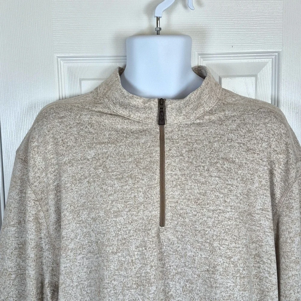 Greg Norman tan‎ beige quarter zip mock neck pullover sweater men's XXL